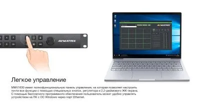 Мультивьюер коммутатор AVMATRIX MMV1630 компактный 1RU 3G-SDI 16CH
